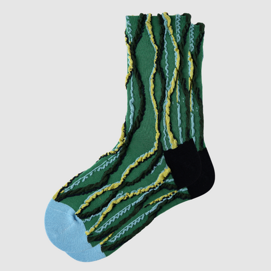 Women's Green Curve Heel & Toe Cotton Crew Socks