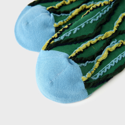 Women's Green Curve Heel & Toe Cotton Crew Socks