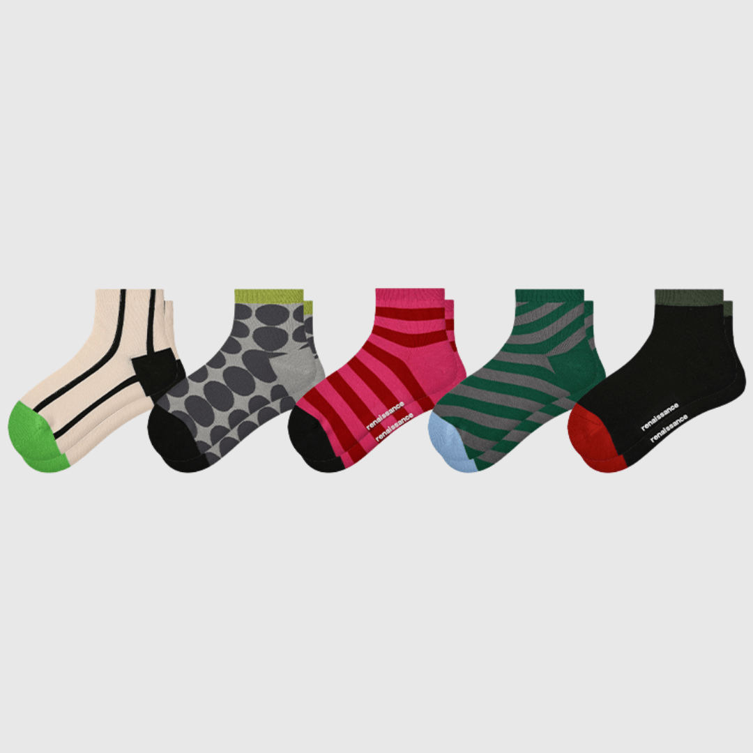 Renaissance Socks Ankle Socks 4-10 5-Pack Women's Geometric Ankle Socks