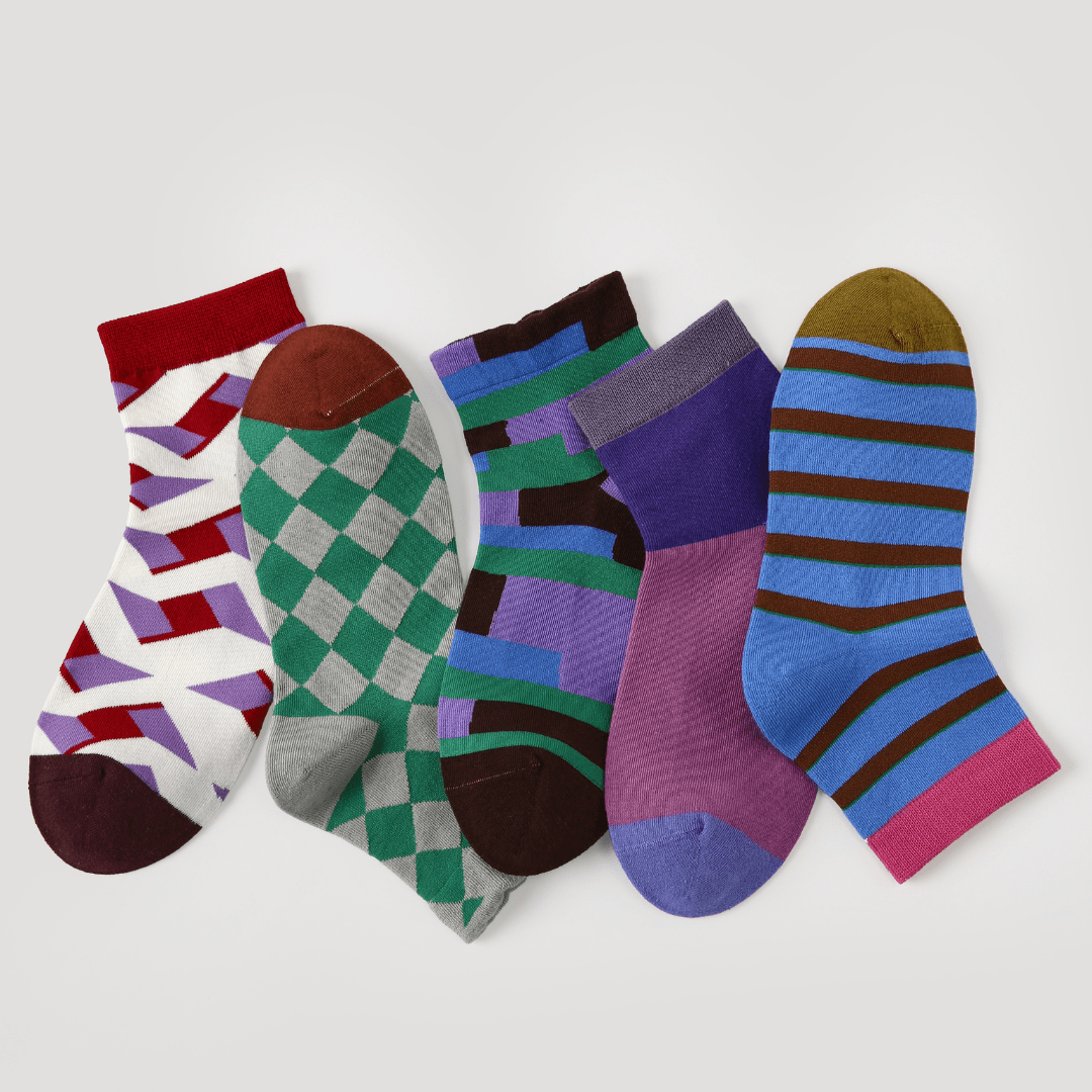 Renaissance Socks Ankle Socks 4-10 5-Pack Women's Geometric Ankle Socks