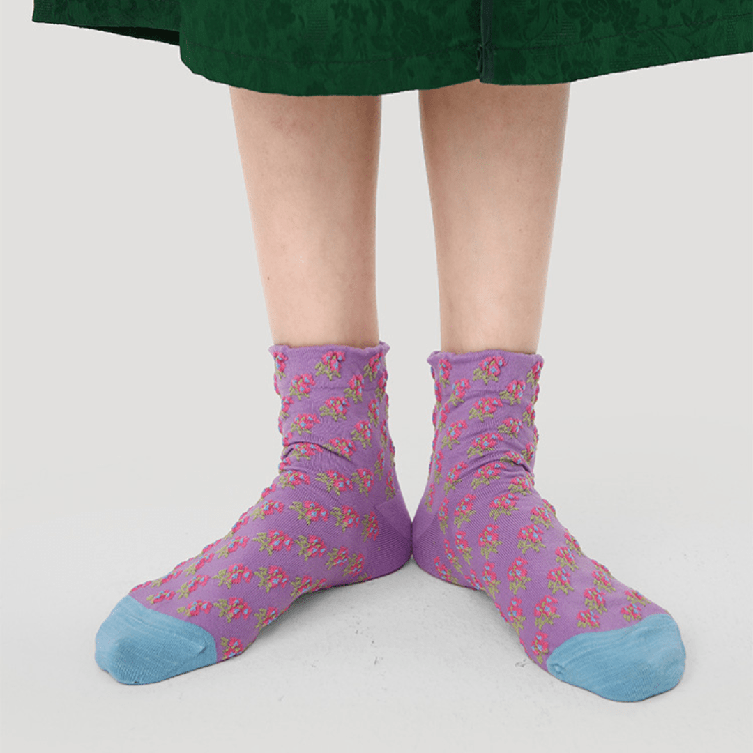 Renaissance Socks Ankle Socks 4-10 5-Pack Women's Spring Floral Ankle Socks