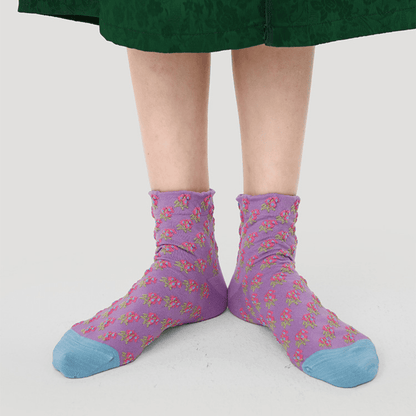 Renaissance Socks Ankle Socks 4-10 5-Pack Women's Spring Floral Ankle Socks