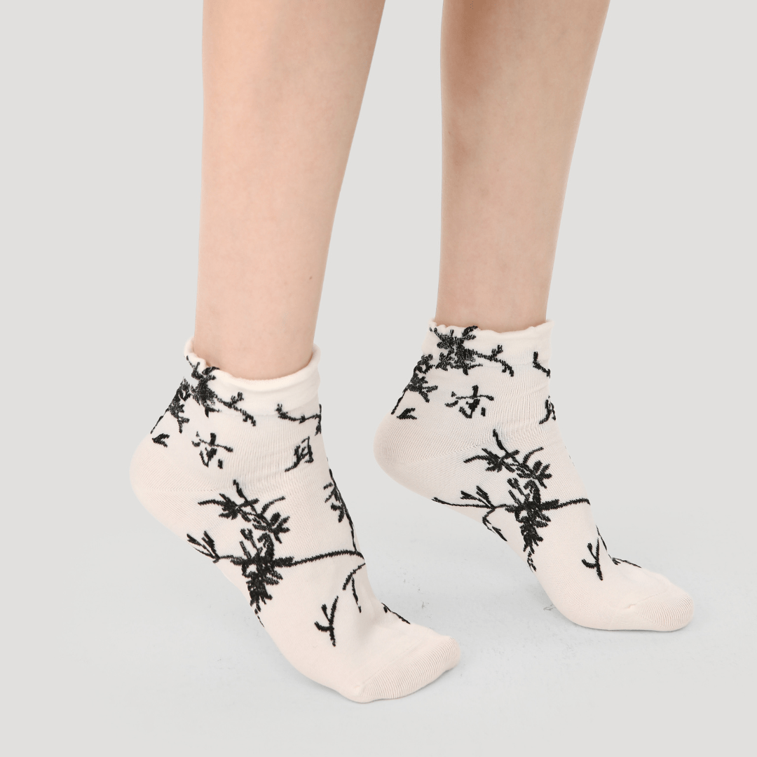 Renaissance Socks Ankle Socks 4-10 5-Pack Women's Spring Floral Ankle Socks