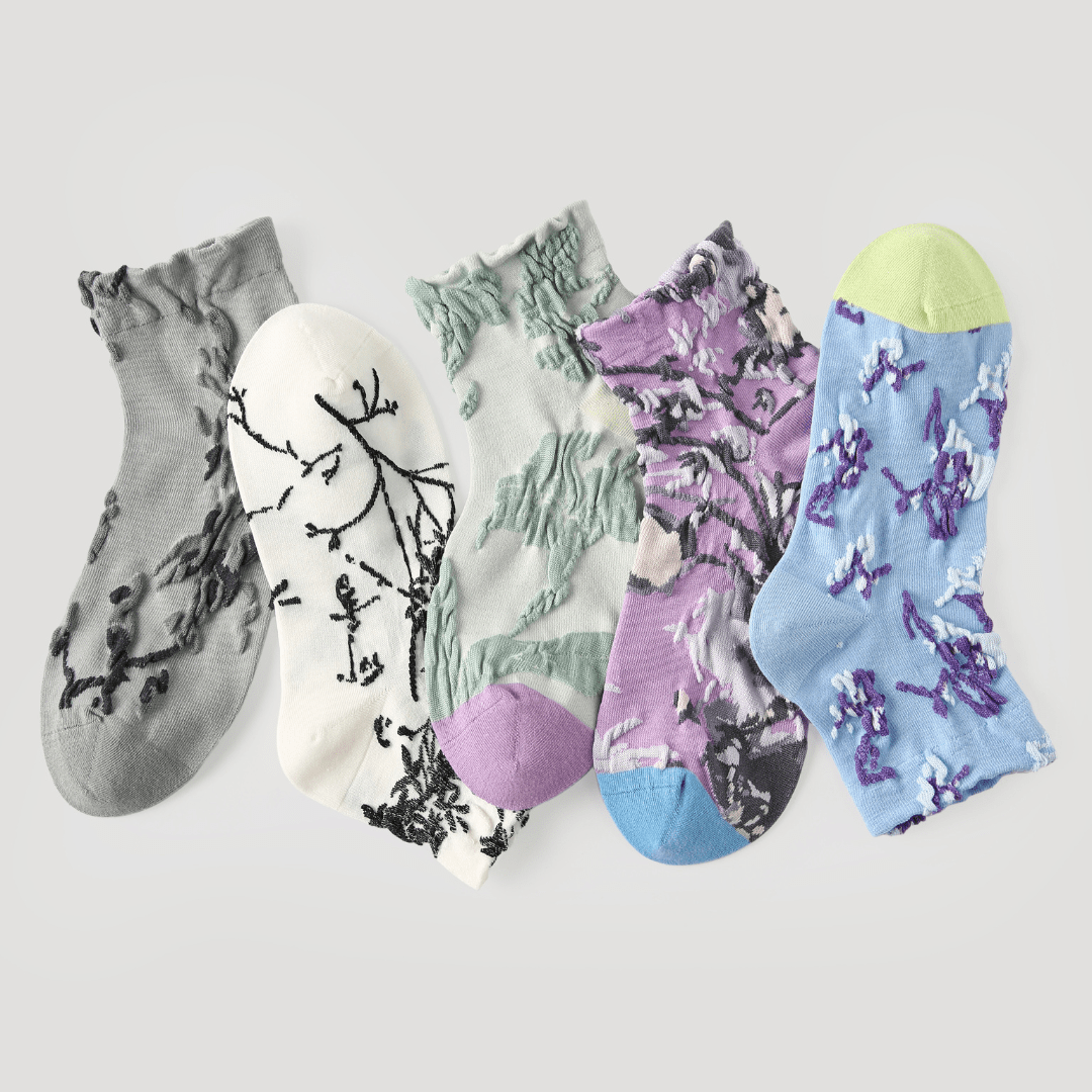 Renaissance Socks Ankle Socks 4-10 5-Pack Women's Spring Floral Ankle Socks