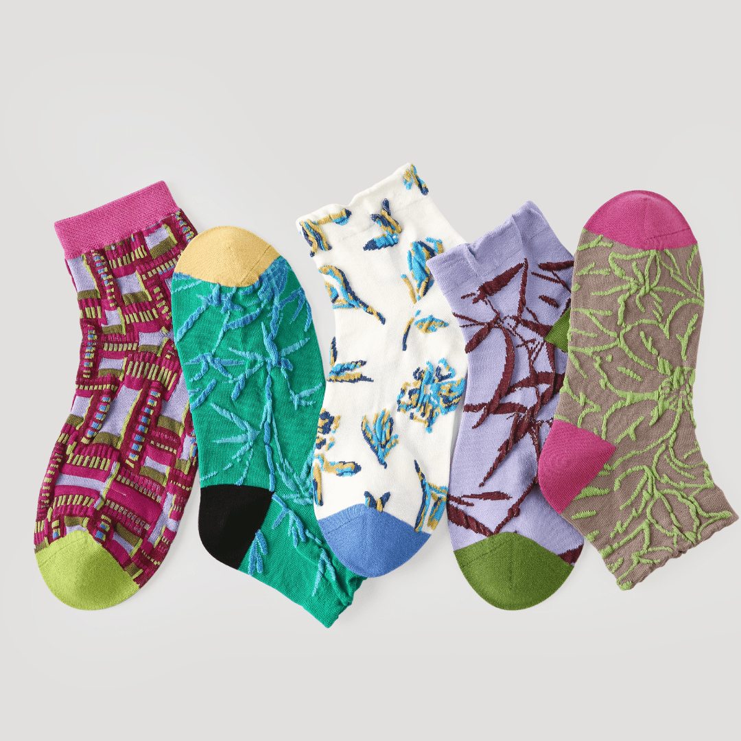 Renaissance Socks Ankle Socks 4-10 5-Pack Women's Spring Floral Ankle Socks