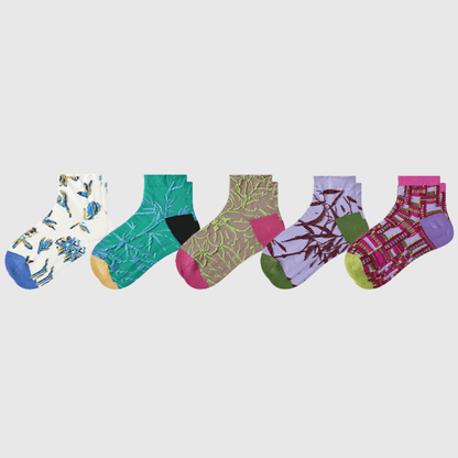 Renaissance Socks Ankle Socks 4-10 5-Pack Women's Spring Floral Ankle Socks