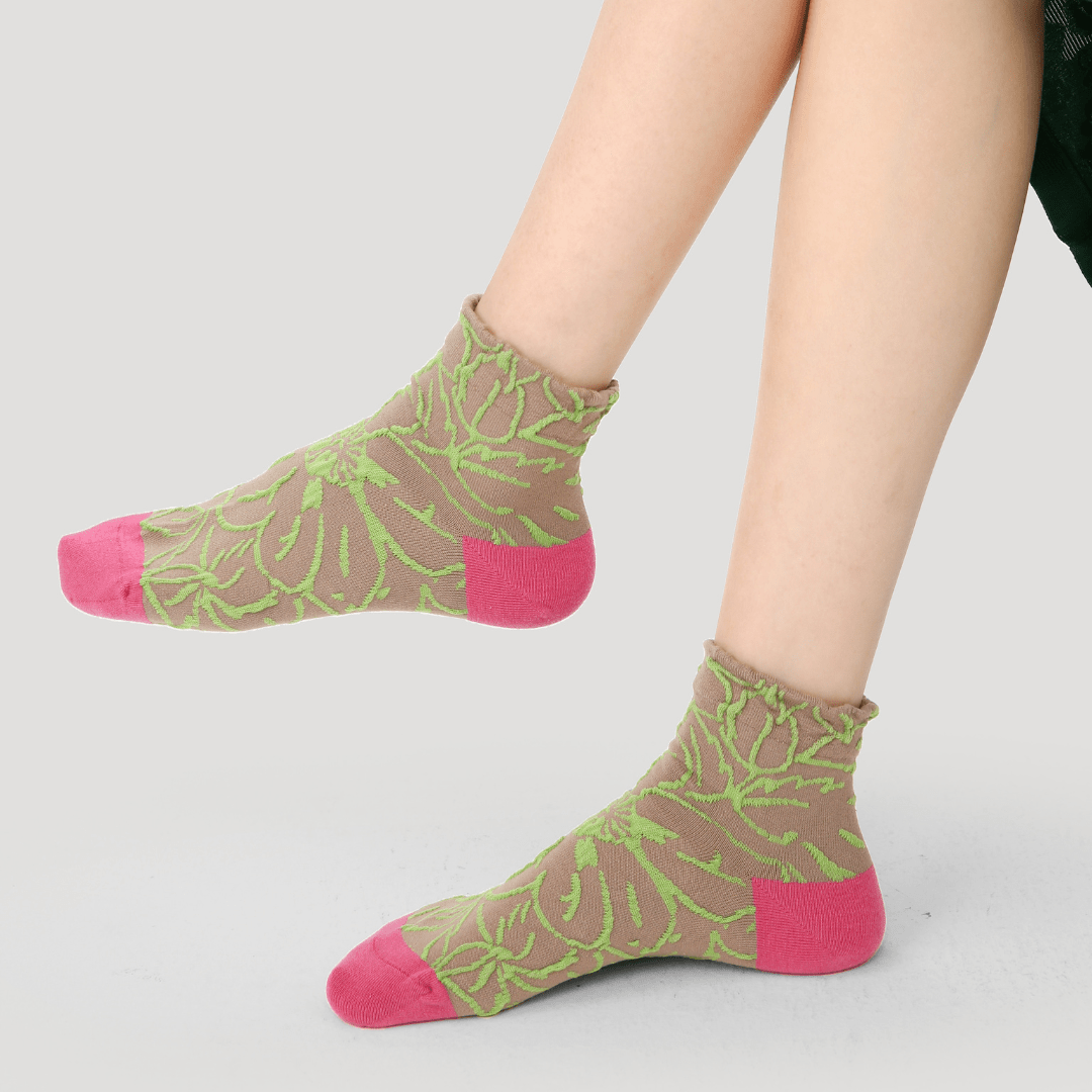 Renaissance Socks Ankle Socks 4-10 5-Pack Women's Spring Floral Ankle Socks