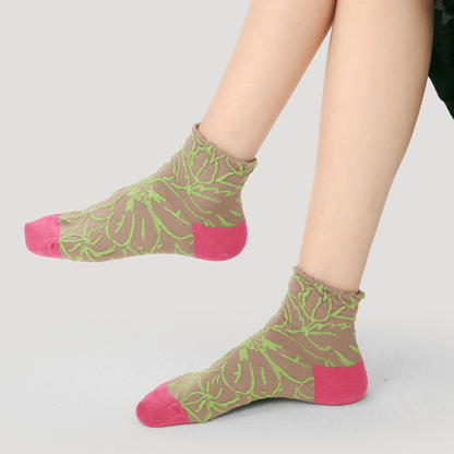 Renaissance Socks Ankle Socks 4-10 5-Pack Women's Spring Floral Ankle Socks