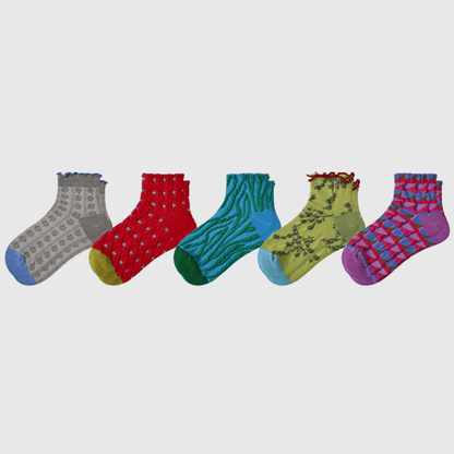 Renaissance Socks Ankle Socks 4-10 5-Pack Women's Spring Floral Ankle Socks