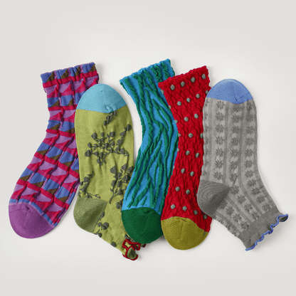 Renaissance Socks Ankle Socks 4-10 5-Pack Women's Spring Floral Ankle Socks