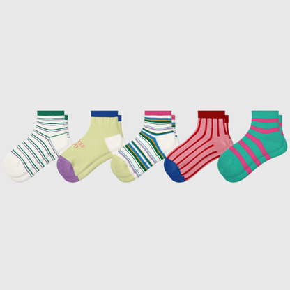 Renaissance Socks Ankle Socks 4-10 5-Pack Women's Striped Ankle Socks