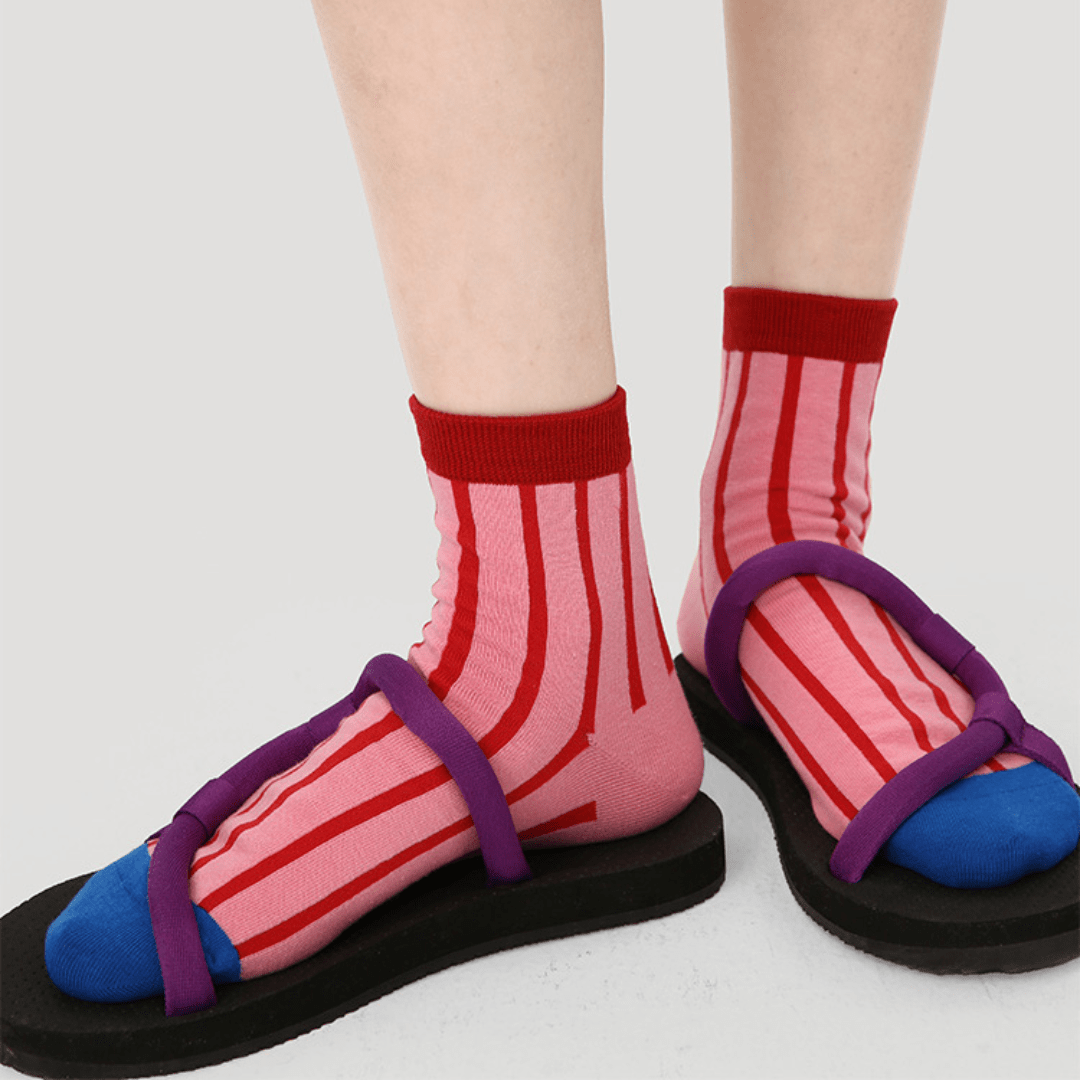 Renaissance Socks Ankle Socks 4-10 5-Pack Women's Striped Ankle Socks