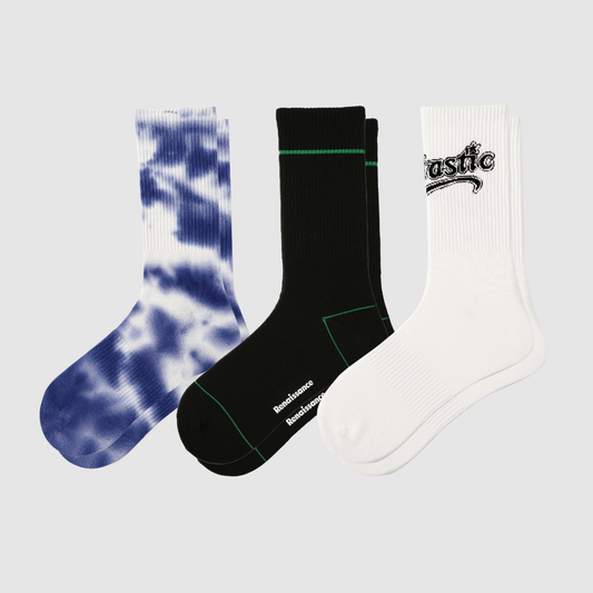 Renaissance Socks Crew Socks 39-44 3-Pack Tie-Dye Crew Socks - Blue