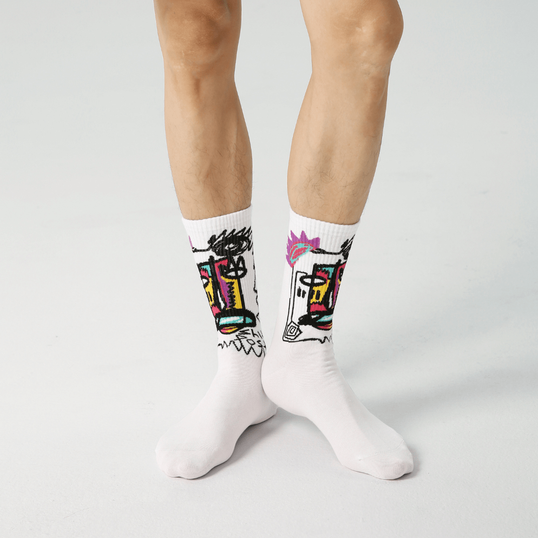 Renaissance Socks Crew Socks 39-44 3-Pack Tie Dye Doodle Crew Socks