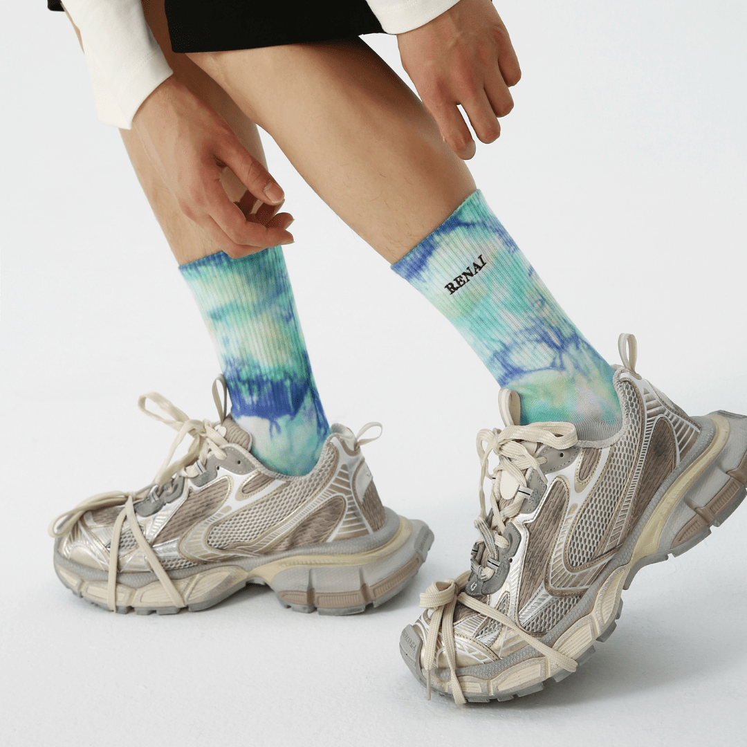 Renaissance Socks Crew Socks 39-44 3-Pack Tie Dye Doodle Crew Socks