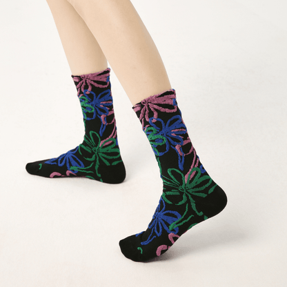 Renaissance Socks Crew Socks 4-10 3-Pack Women's Colorful Floral Crew Socks