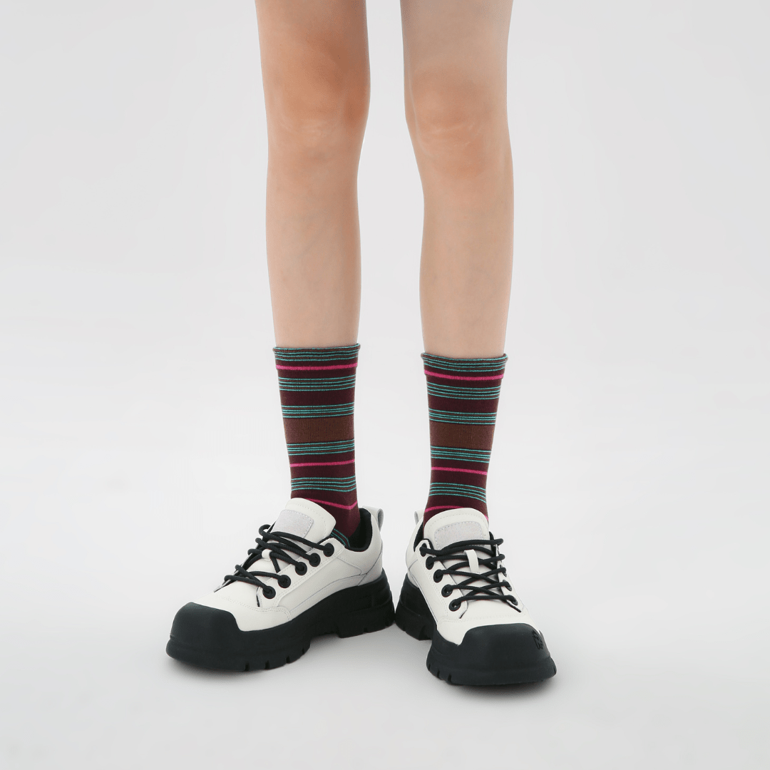 Renaissance Socks Crew Socks 4-10 3-Pack Women's Colorful Striped Crew Socks