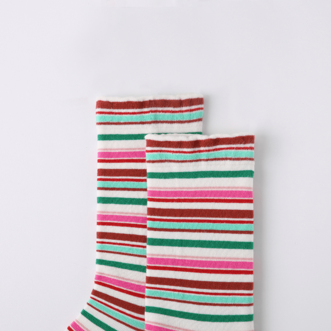 Renaissance Socks Crew Socks 4-10 3-Pack Women's Colorful Striped Crew Socks