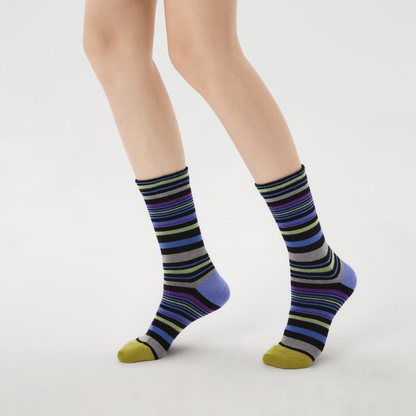 Renaissance Socks Crew Socks 4-10 3-Pack Women's Colorful Striped Crew Socks