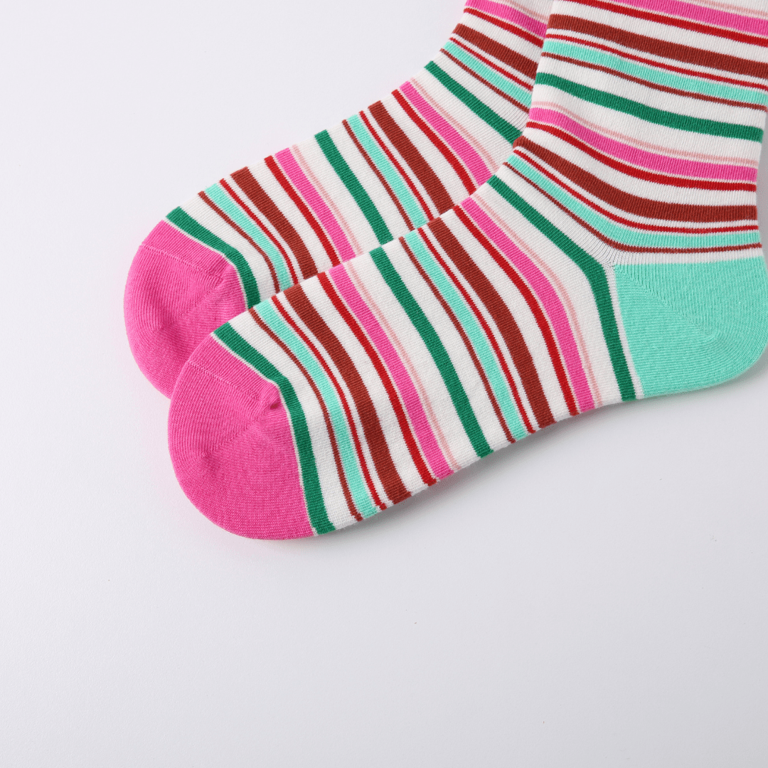 Renaissance Socks Crew Socks 4-10 3-Pack Women's Colorful Striped Crew Socks