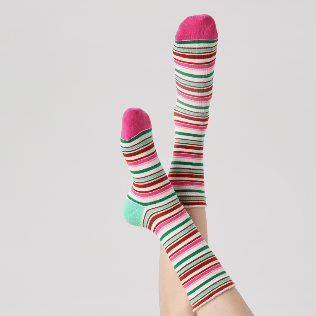 Renaissance Socks Crew Socks 4-10 3-Pack Women's Colorful Striped Crew Socks