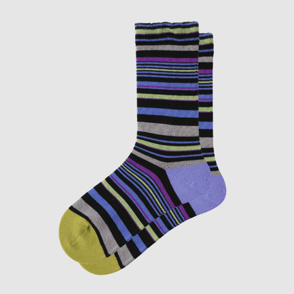 Renaissance Socks Crew Socks 4-10 / Purple 3-Pack Women's Colorful Striped Crew Socks