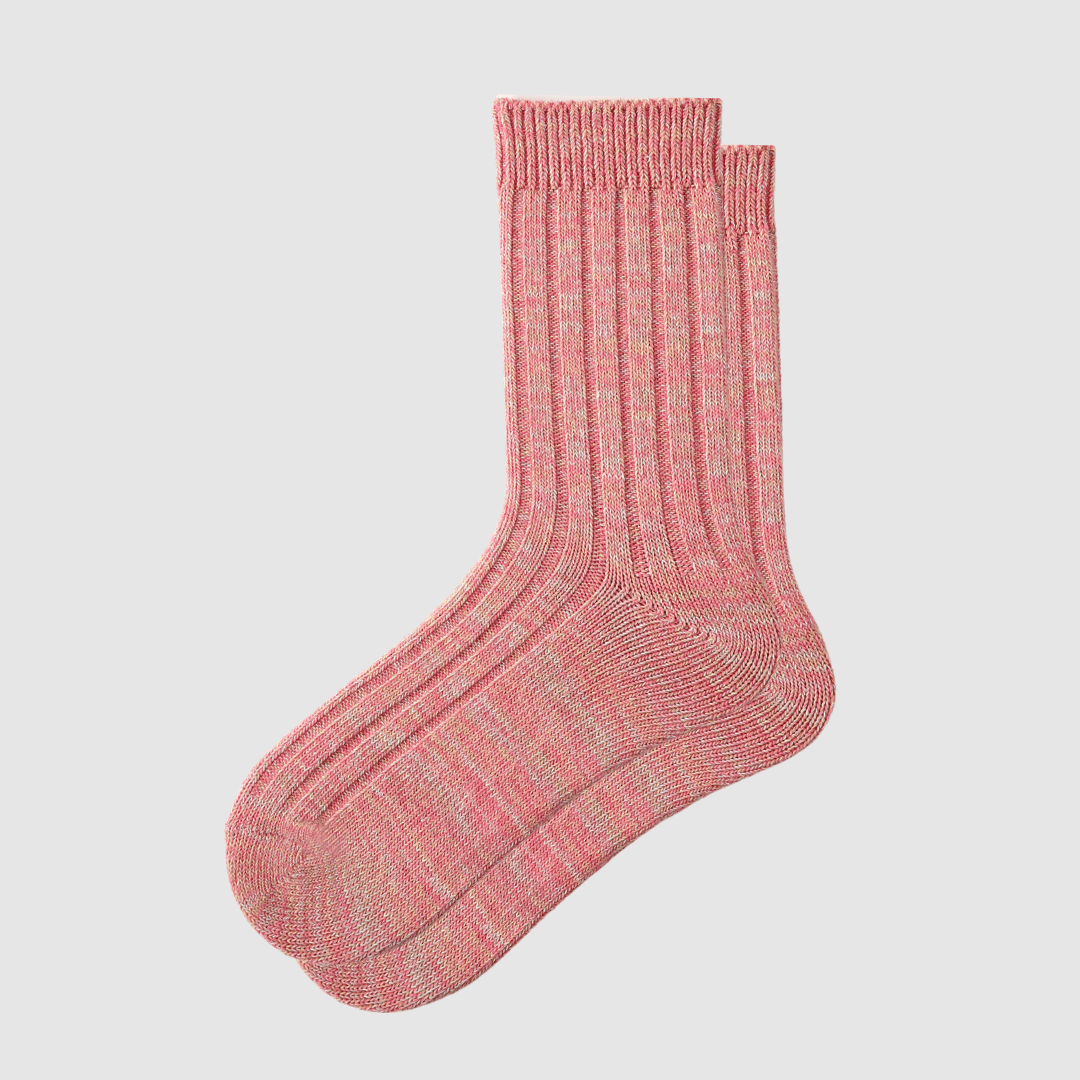 Renaissance Socks Crew Socks 4-10 / Pink Texture 3-Pack Women's Floral Crew Socks