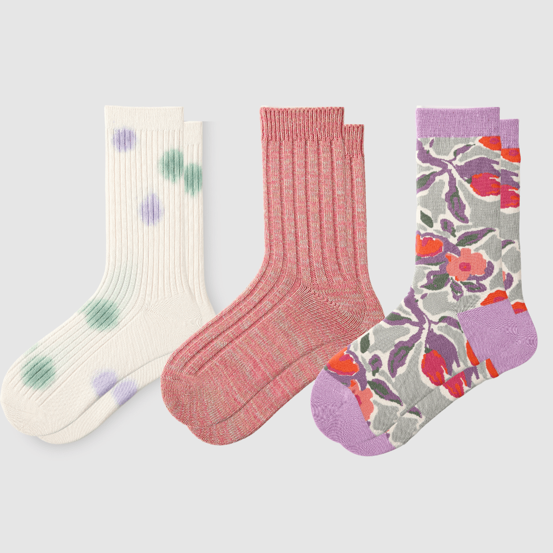 Renaissance Socks Crew Socks 4-10 / 3-pack 3-Pack Women's Floral Crew Socks