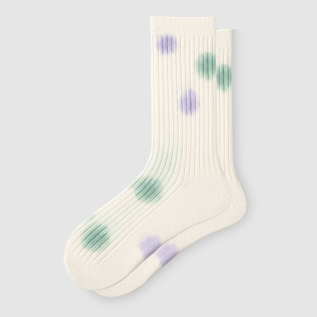 Renaissance Socks Crew Socks 4-10 / White Dotted 3-Pack Women's Floral Crew Socks