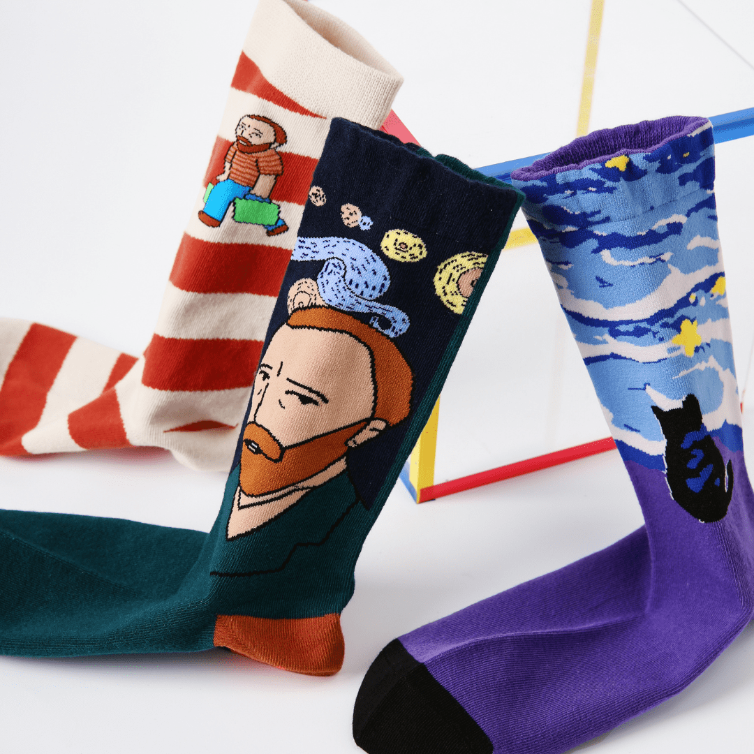 Renaissance Socks Crew Socks 4-10 3-Pack Women's Quirky Vincent van Gogh Crew Socks