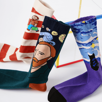 Renaissance Socks Crew Socks 4-10 3-Pack Women's Quirky Vincent van Gogh Crew Socks