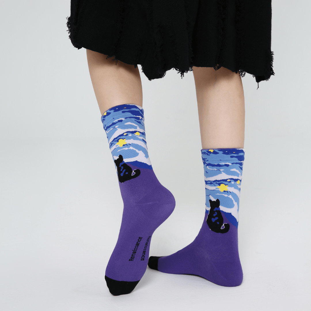 Renaissance Socks Crew Socks 4-10 3-Pack Women's Quirky Vincent van Gogh Crew Socks