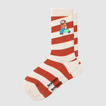 Renaissance Socks Crew Socks 4-10 / Red Stripe 3-Pack Women's Quirky Vincent van Gogh Crew Socks