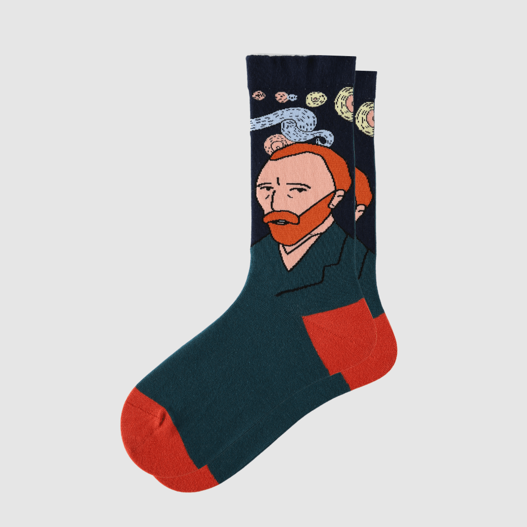 Renaissance Socks Crew Socks 4-10 / Self Portrait 3-Pack Women's Quirky Vincent van Gogh Crew Socks