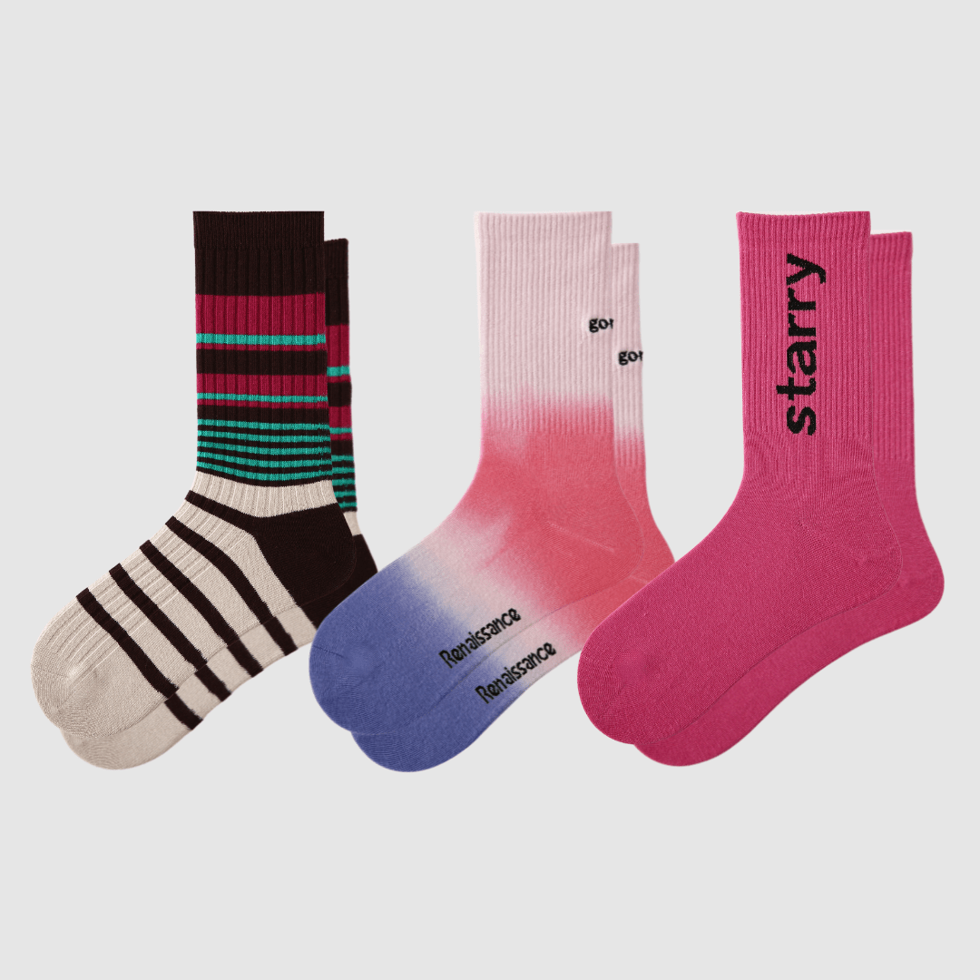 Renaissance Socks Crew Socks 4-10 / 3-Pack 3-Pack Women's Retro Crew Socks