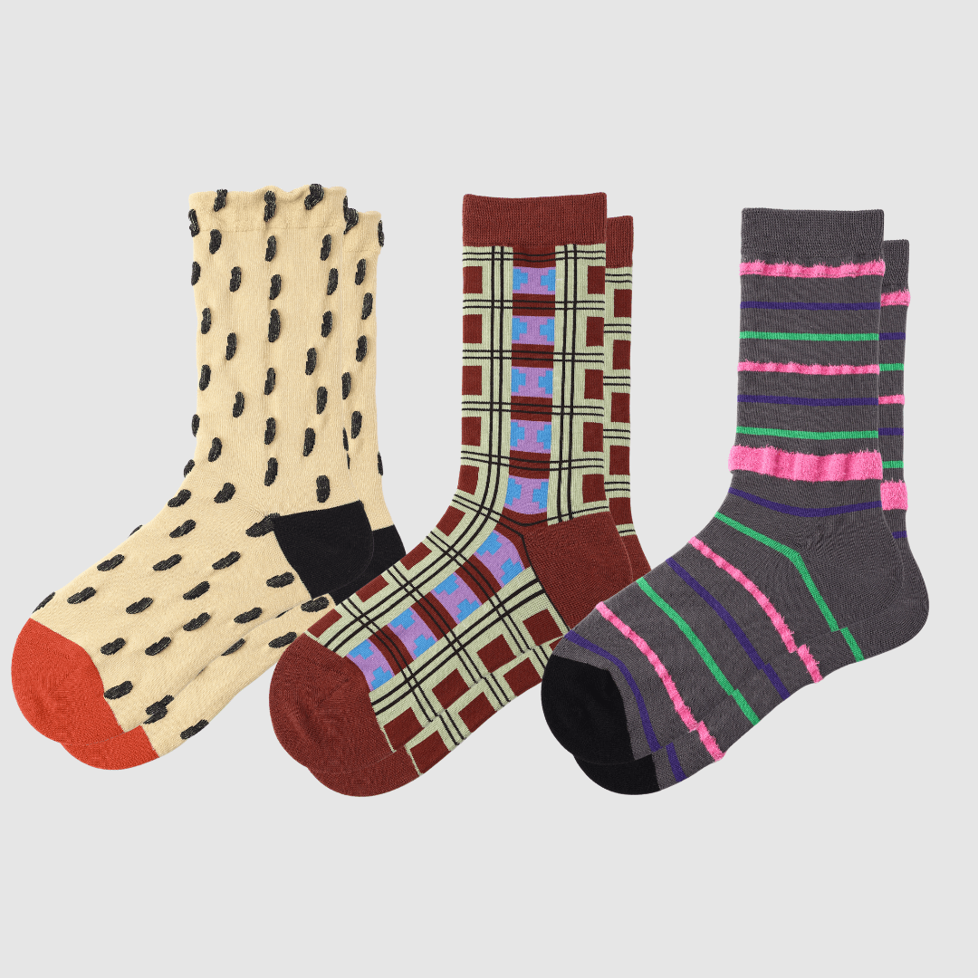 Renaissance Socks Crew Socks 4-10 3-Pack Women's Striped Retro Crew Socks