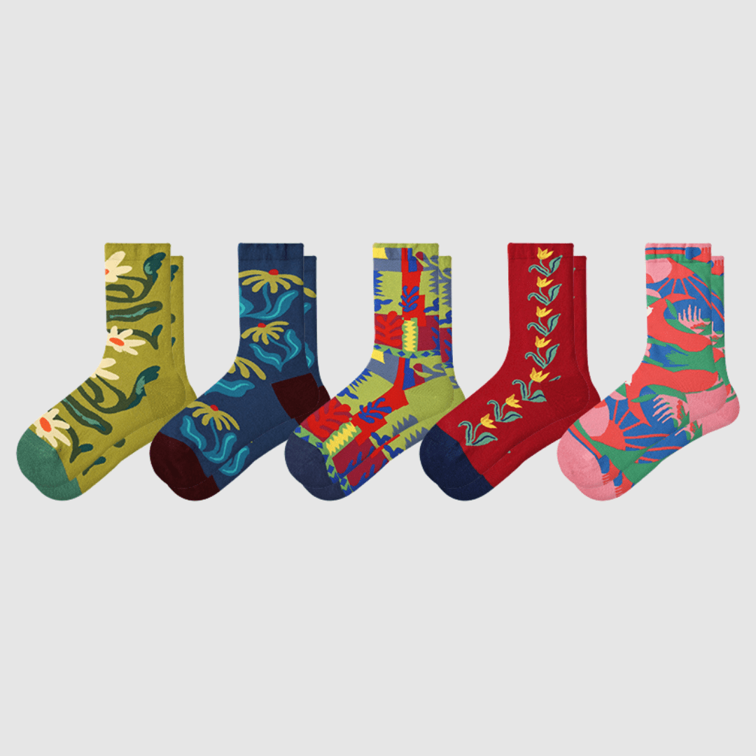 Renaissance Socks Crew Socks 4-10 5-Pack Women's Floral Crew Socks