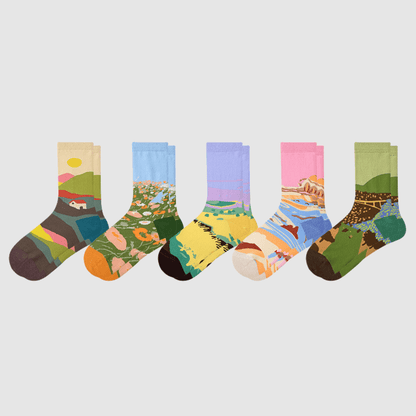 Renaissance Socks Crew Socks 4-10 5-Pack Women's Meadow's Blossom Crew Socks