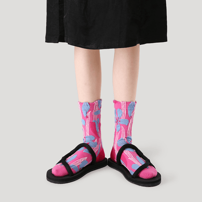 Renaissance Socks Crew Socks 4-10 5-Pack Women's Spring Floral Crew Socks