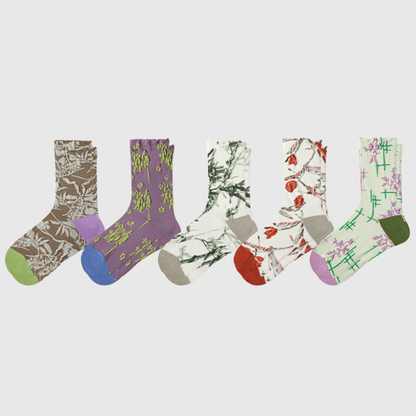 Renaissance Socks Crew Socks 4-10 5-Pack Women's Spring Floral Crew Socks