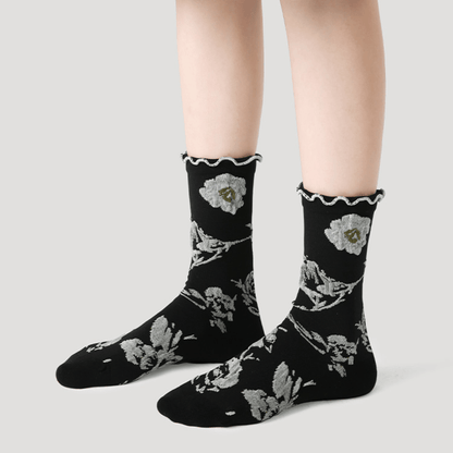 Renaissance Socks Crew Socks 4-10 5-Pack Women's Spring Floral Crew Socks