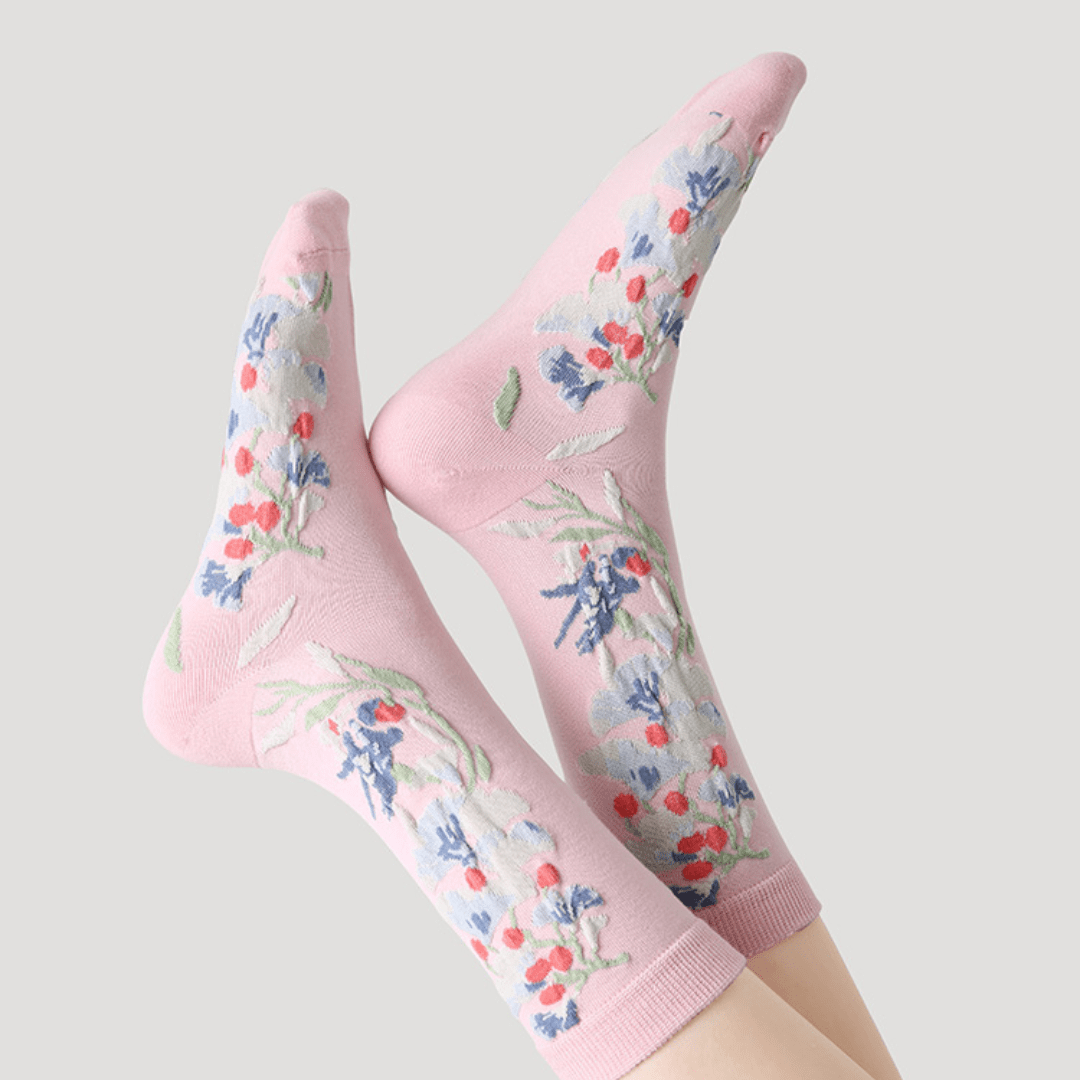 Renaissance Socks Crew Socks 4-10 5-Pack Women's Spring Floral Crew Socks