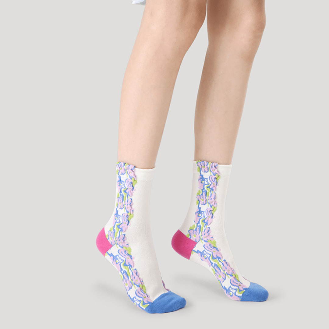 Renaissance Socks Crew Socks 4-10 5-Pack Women's Spring Floral Crew Socks