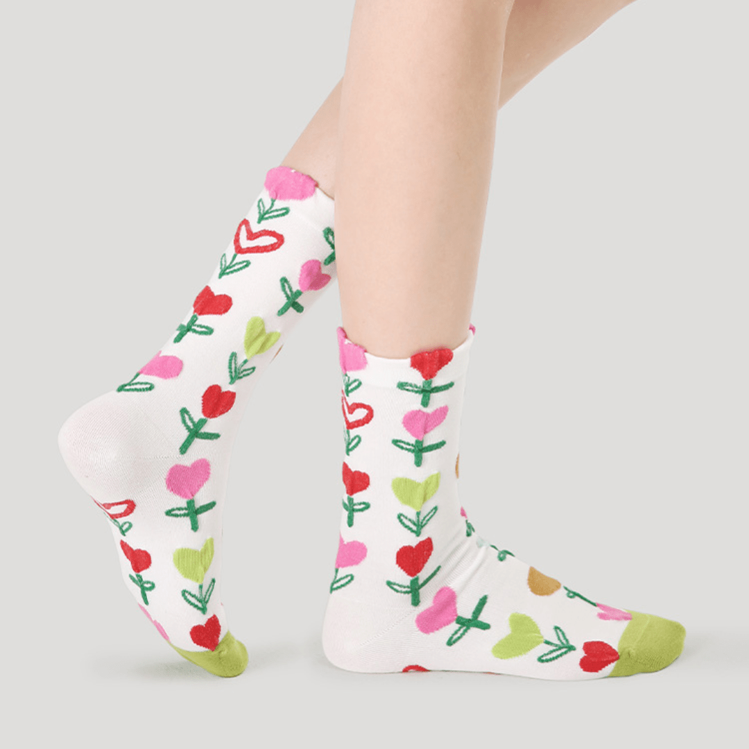 Renaissance Socks Crew Socks 4-10 5-Pack Women's Spring Floral Crew Socks