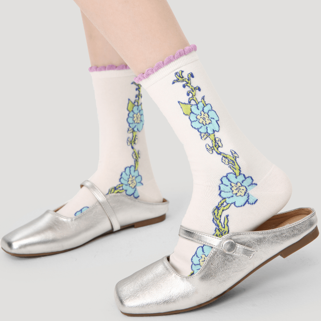 Renaissance Socks Crew Socks 4-10 5-Pack Women's Spring Floral Crew Socks