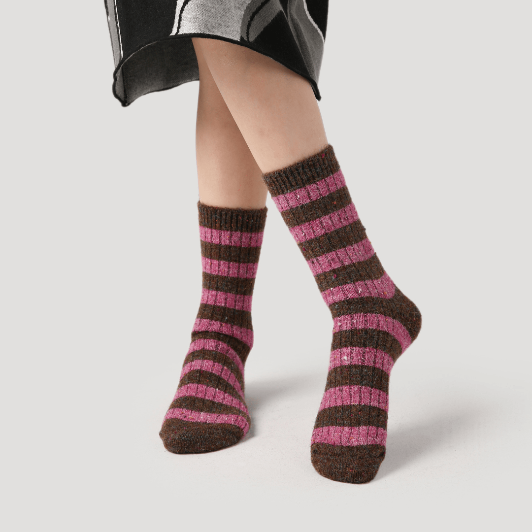 Renaissance Socks Crew Socks 35-39 Berry Choco Wool Blend Socks