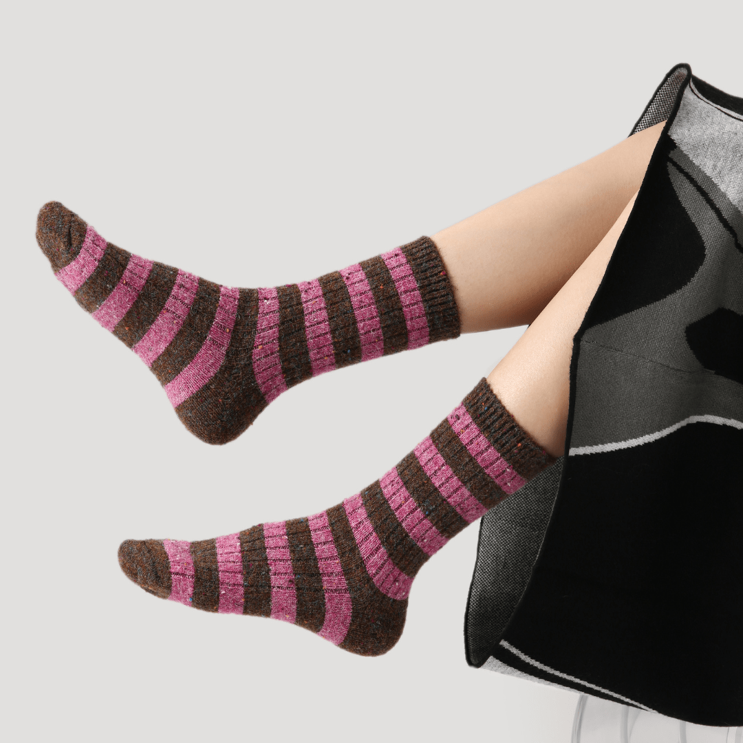 Renaissance Socks Crew Socks 35-39 Berry Choco Wool Blend Socks