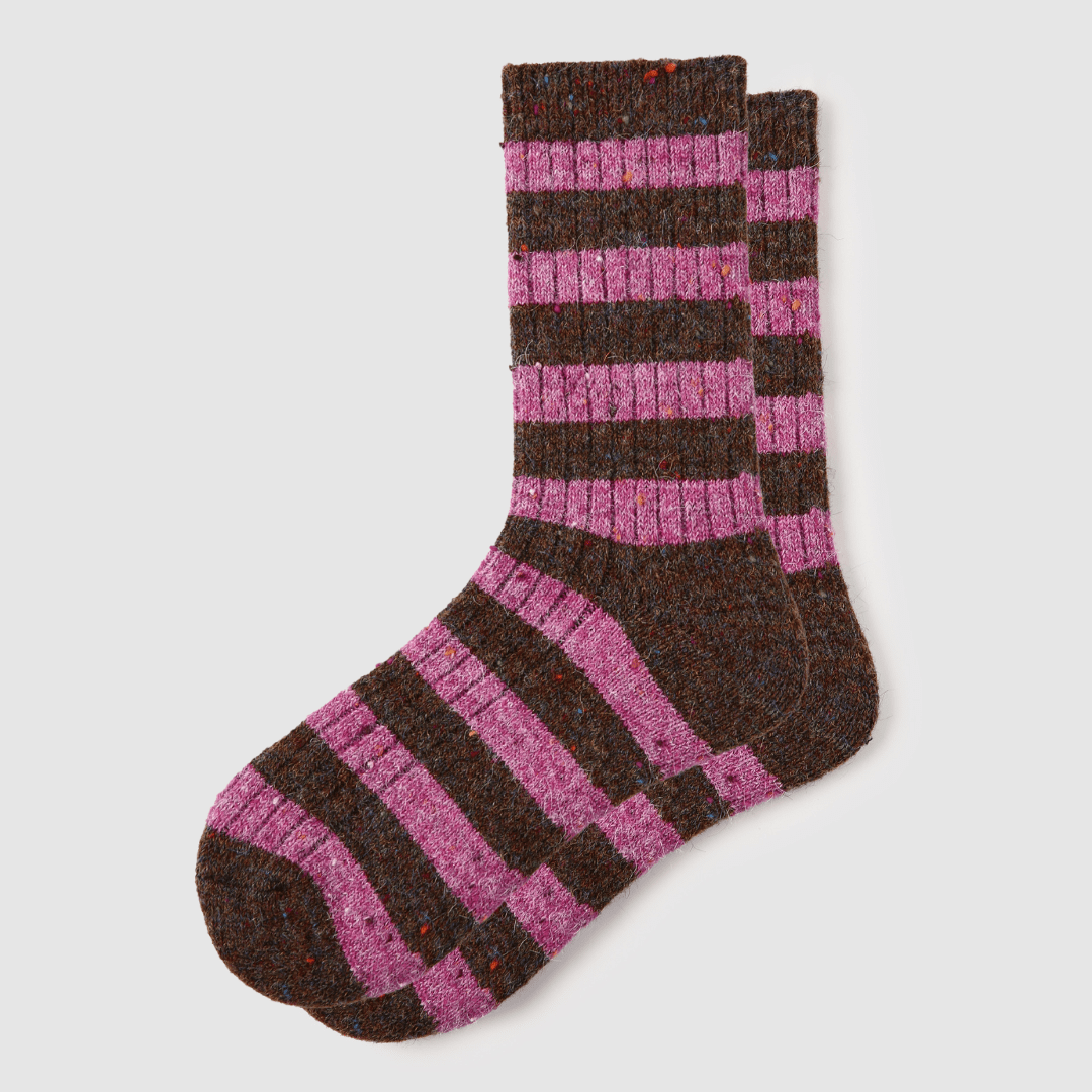 Renaissance Socks Crew Socks 35-39 Berry Choco Wool Blend Socks