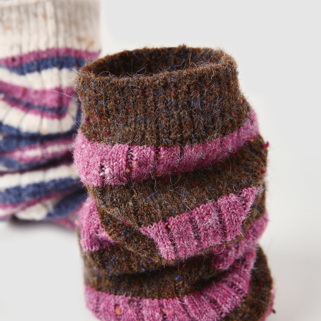 Renaissance Socks Crew Socks 35-39 Berry Choco Wool Blend Socks