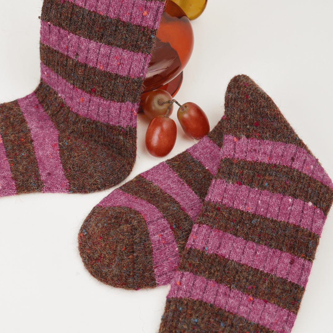 Renaissance Socks Crew Socks 35-39 Berry Choco Wool Blend Socks